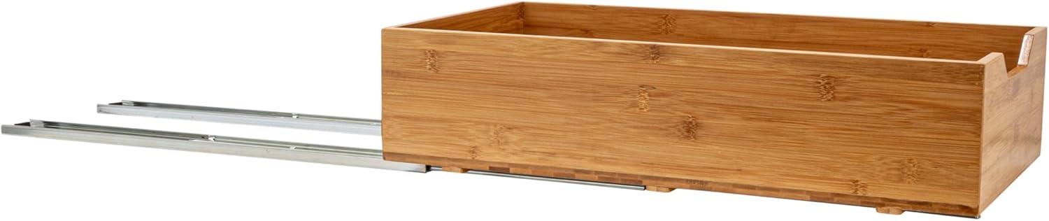 Glidez Bamboo and Steel Pull-Out/Slide-Out Storage Organizer for Under Cabinet Use - 1-Tier Design - Natural