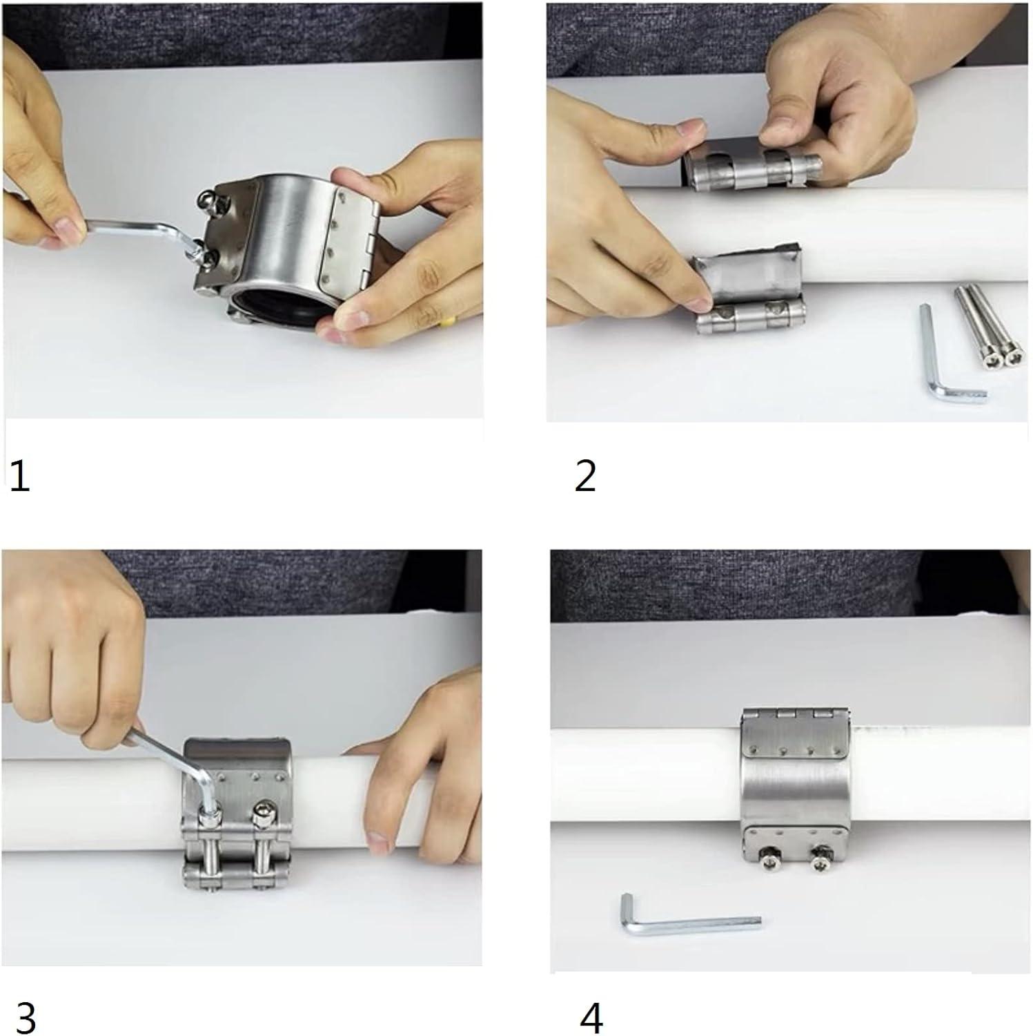 Stainless Steel and Rubber Leak Sealer Pipe Repair Clamp