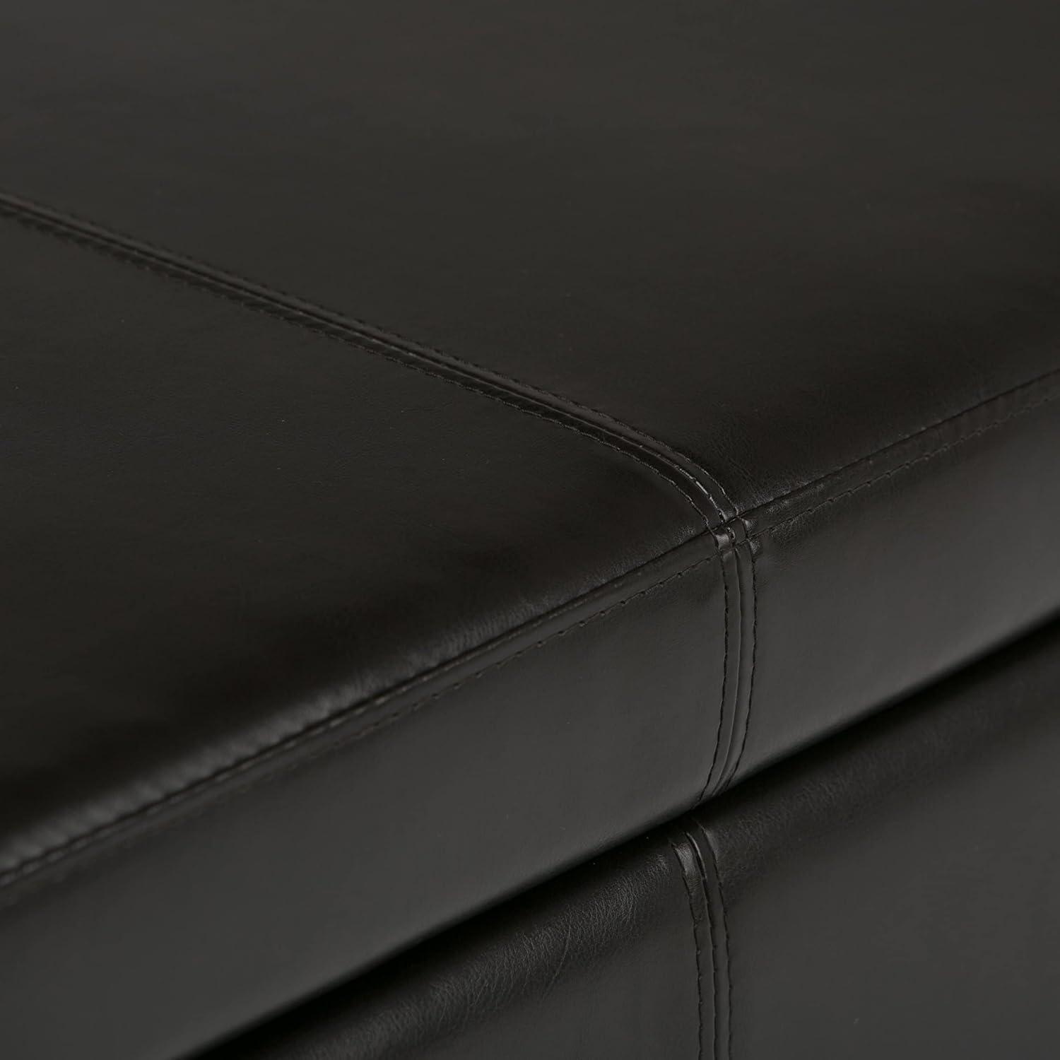 Simpli Home Avalon Faux Leather Storage Bench in Tanners Brown