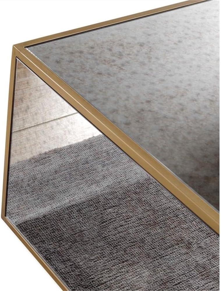 Lana Large Square Mirrored Glass Coffee Table with Brass Border