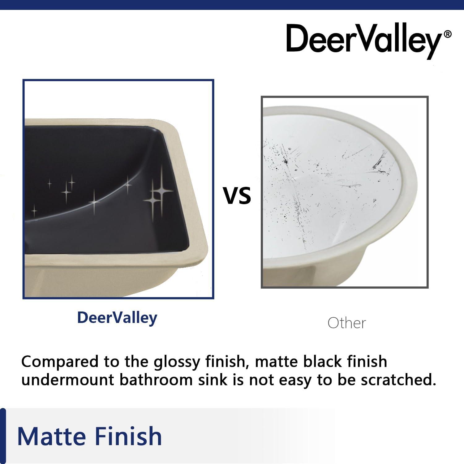 DeerValley Ally 21" x 15'' Undermount Bathroom Sink, Rectangular Bathroom Sink with Overflow