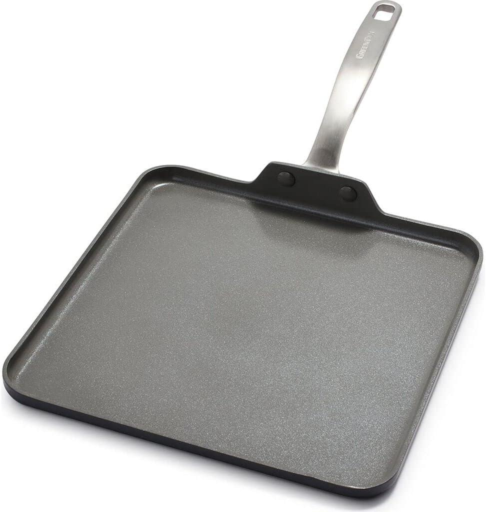 GreenPan Chatham 11" Ceramic Non-Stick Square Griddle, Grey - CC000124-001