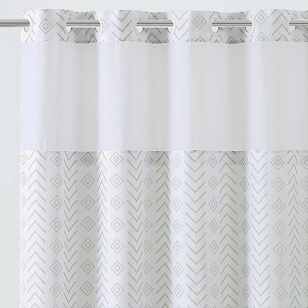 Hookless Light-Filtering Fabric Shower Curtain with Liner