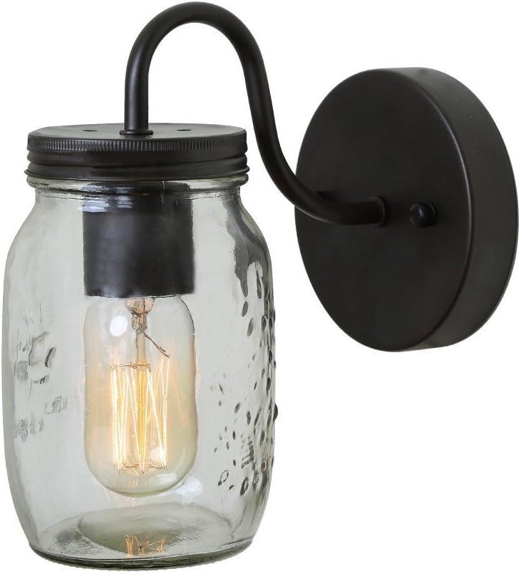 Bronze and Black Mason Jar Wall Sconce Light