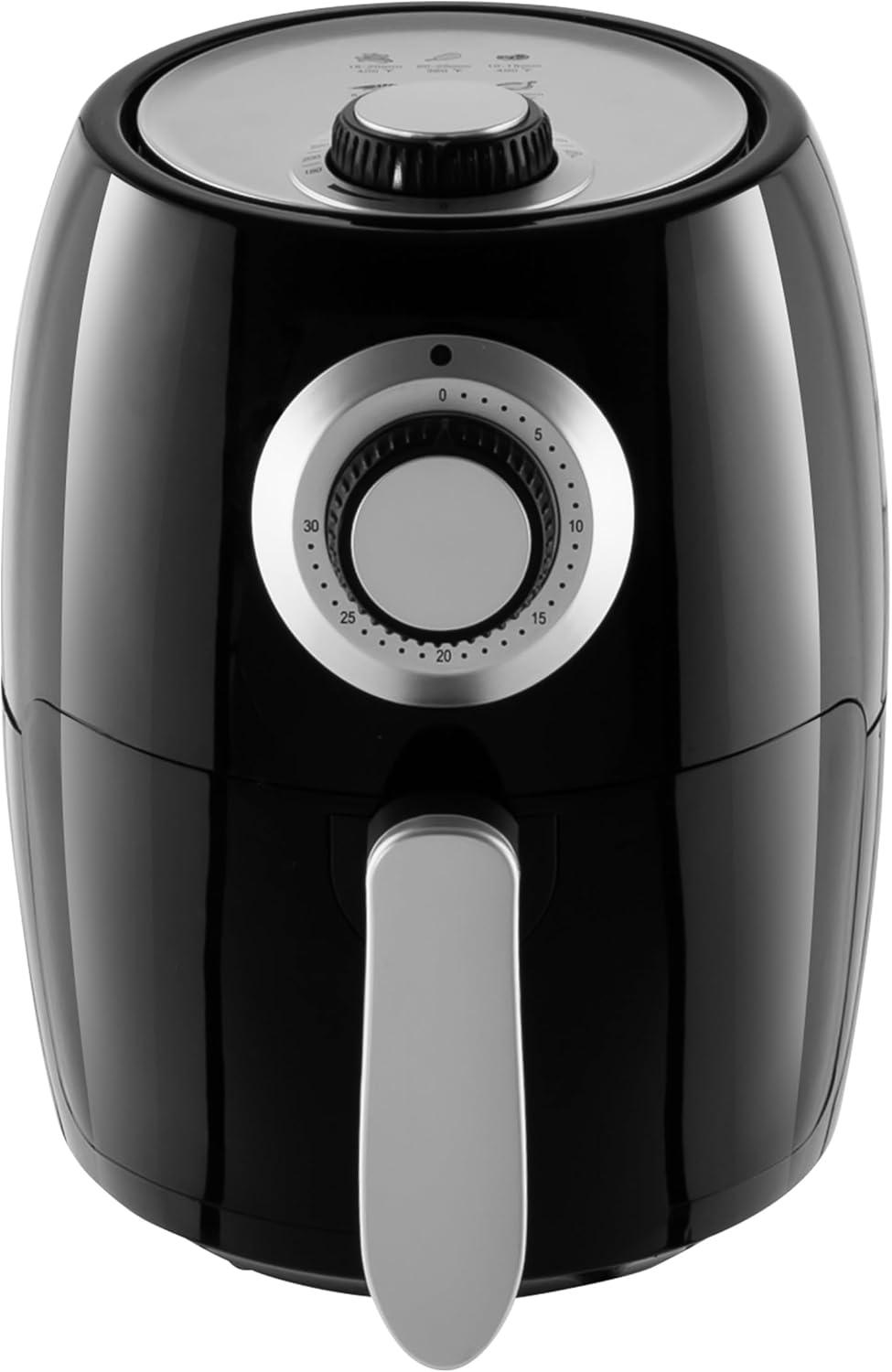 Compact Black 2.3-Quart Electric Air Fryer with Nonstick Interior