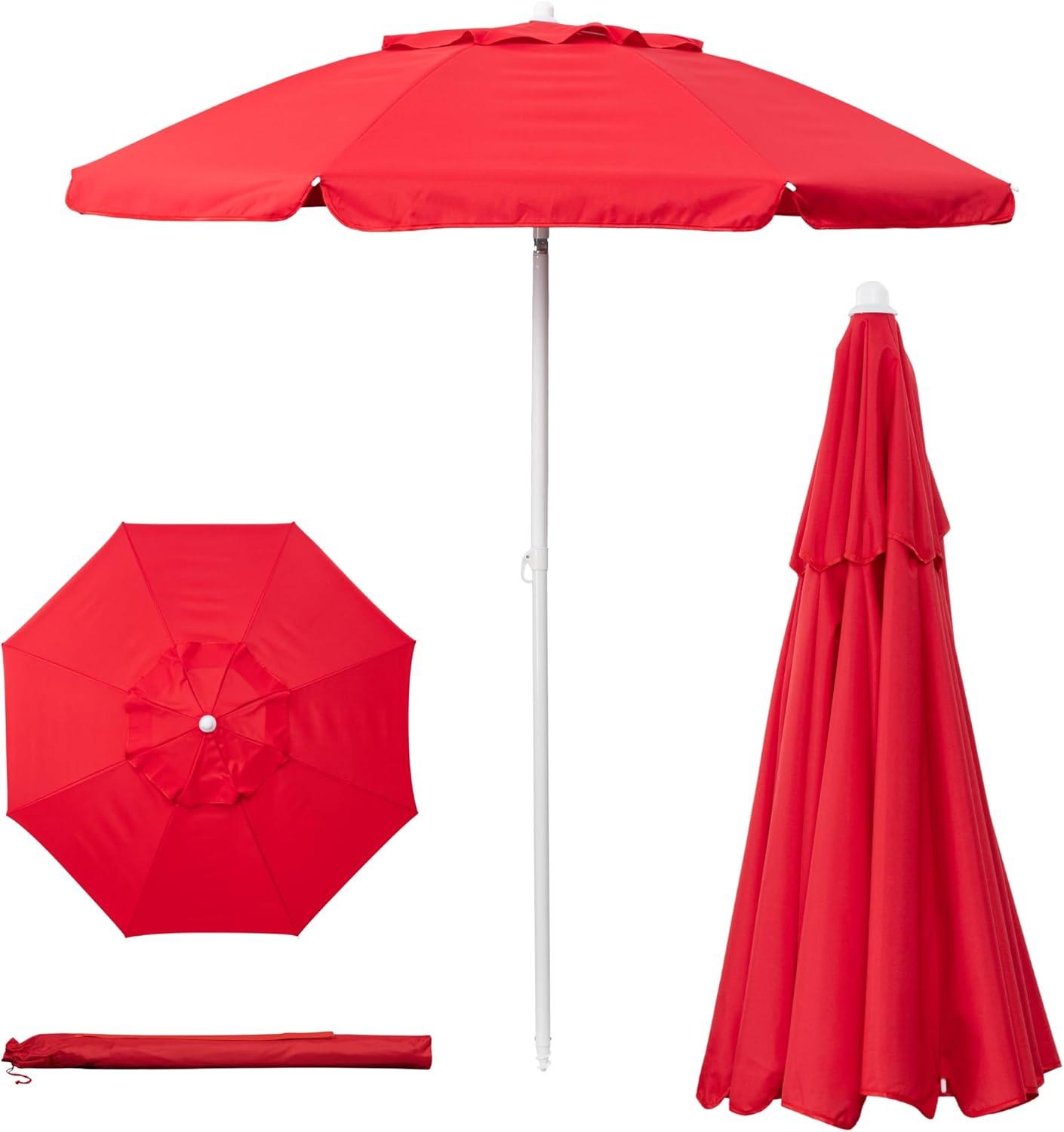 Arlmont & Co. Edwin 5.5 ft Outdoor Canopy Sunshade Beach Umbrella and Small Patio Umbrella