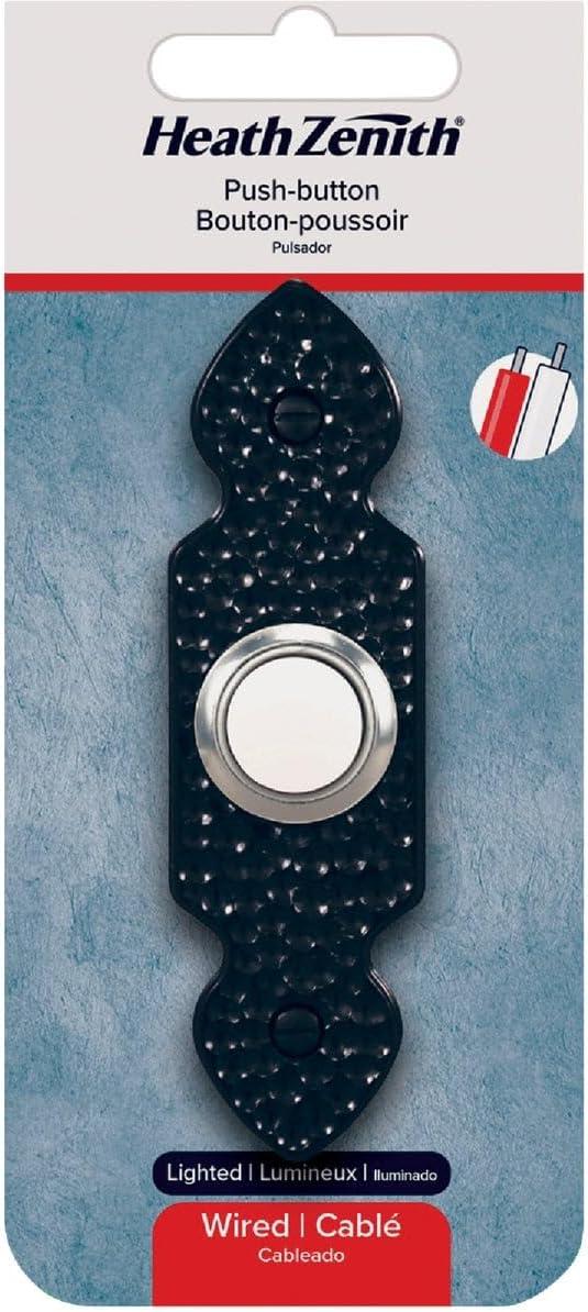 Heath Zenith Hammered Black Plastic Wired Pushbutton Doorbell