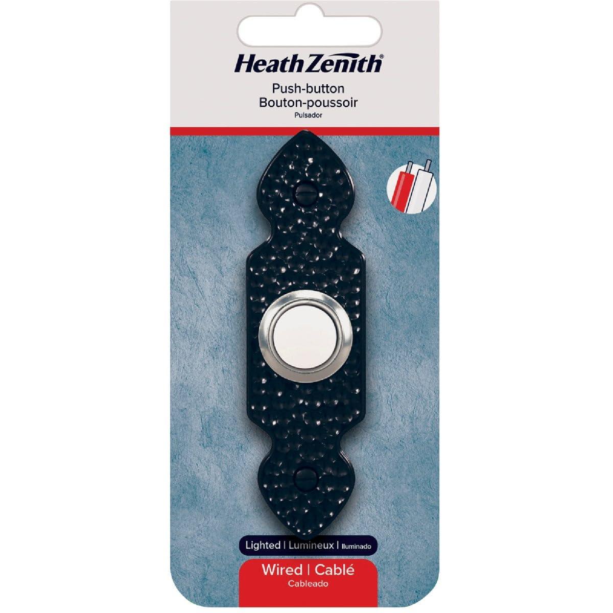 Heath Zenith Hammered Black Plastic Wired Pushbutton Doorbell