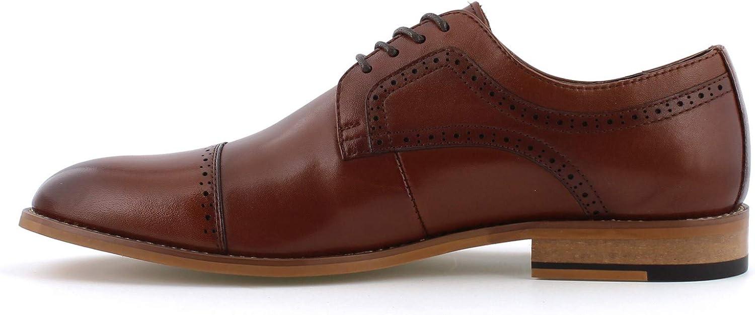 Cognac Genuine Leather Cap Toe Oxford with Memory Foam Insole