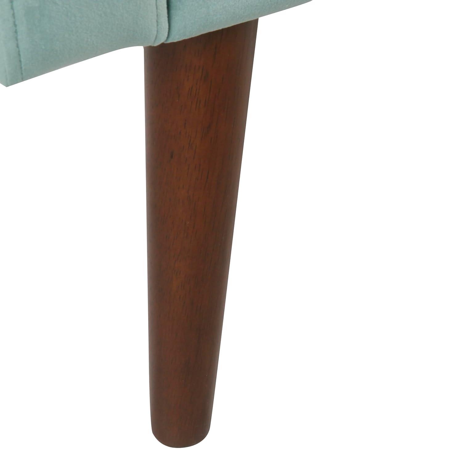 HomePop Fulton Velvet Storage Bench Aqua Blue: Mid-Century, Hinged Lid, Upholstered, Plywood Frame