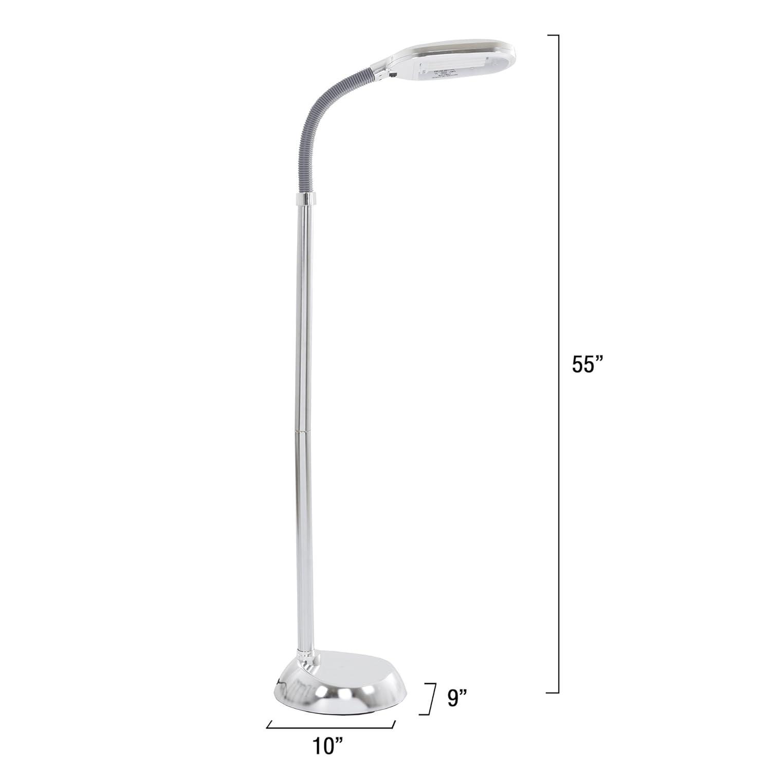 Lavish Home Home Sunlight 60" Task Floor Lamp, - Full Spectrum Natural Sunlight Lamp with Bendable Neck