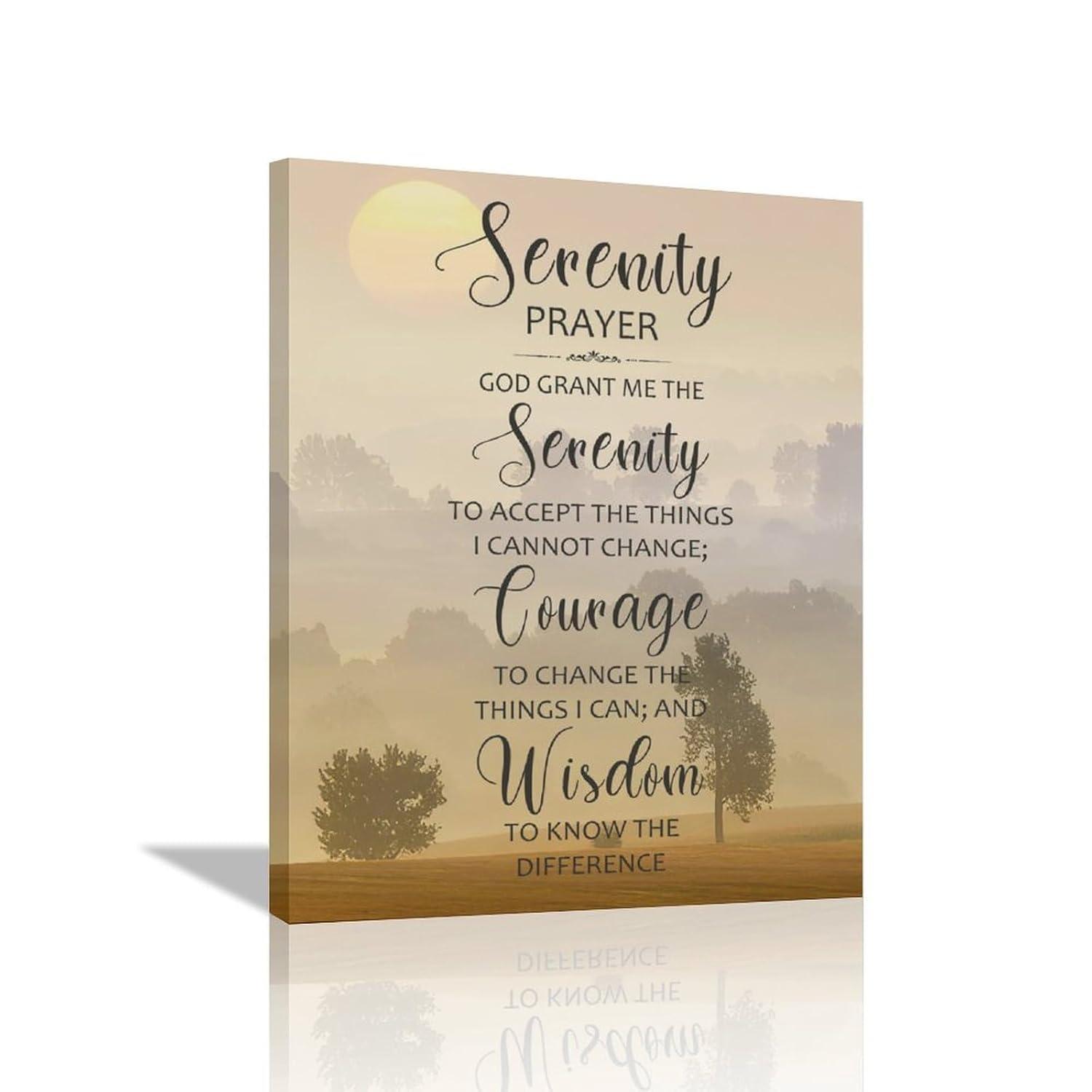 The Serenity Prayer Canvas Wall Art Serenity Prayer Sign Pictures Wall Decor Bible Verse Art God Grant Me Christian Religious Gifts Scripture Artwork for Bedroom Office Living Room 12"x16"