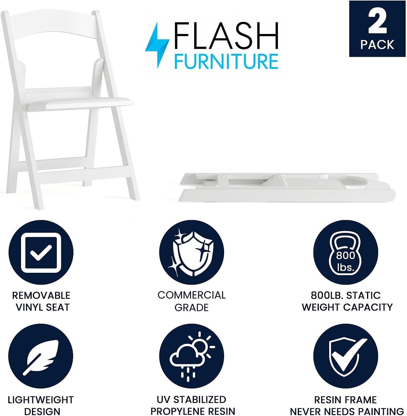 Inbox Zero Hercules Resin Folding Chair - 800LB Weight Capacity Event Chair (Set of 2)