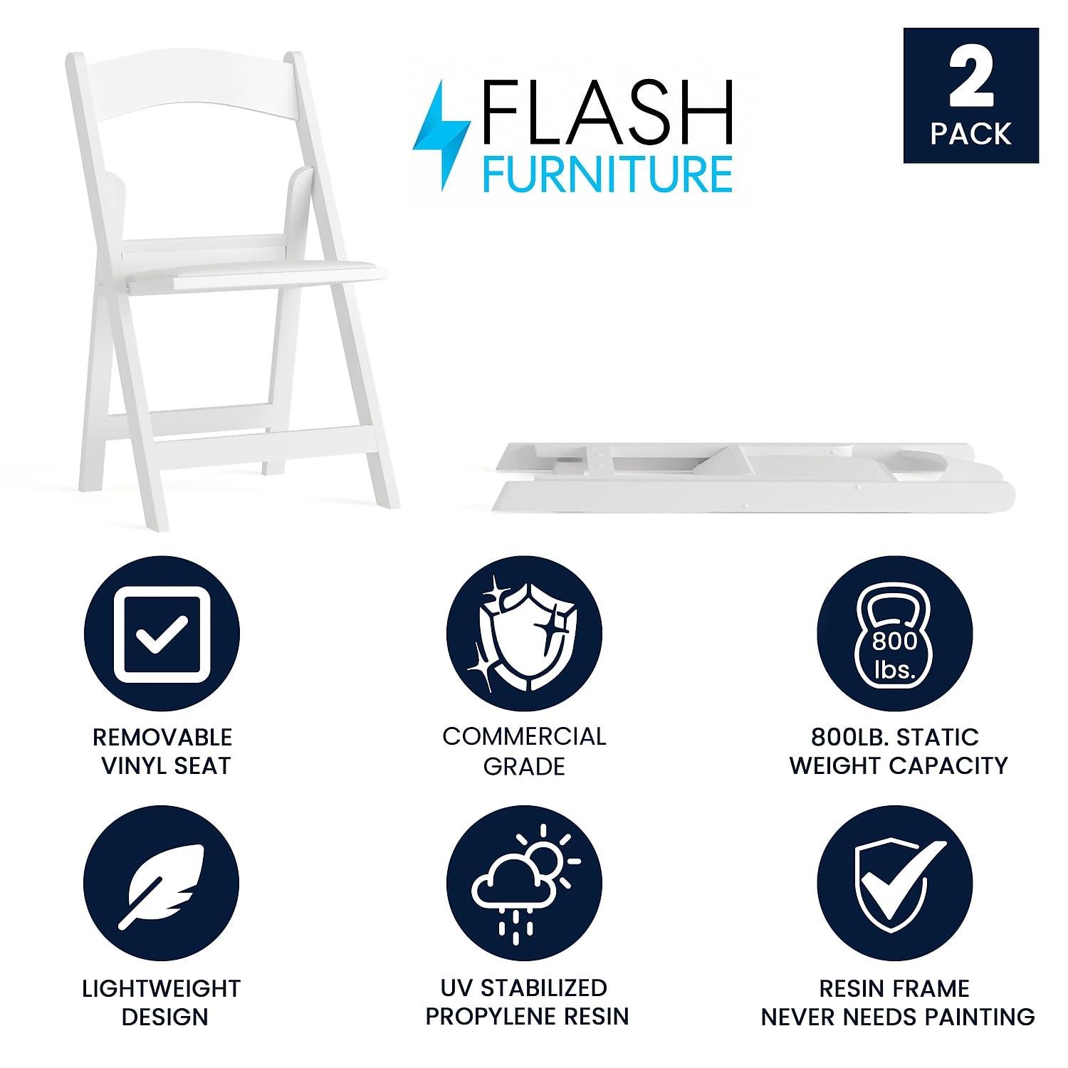 Inbox Zero Hercules Resin Folding Chair - 800LB Weight Capacity Event Chair (Set of 2)