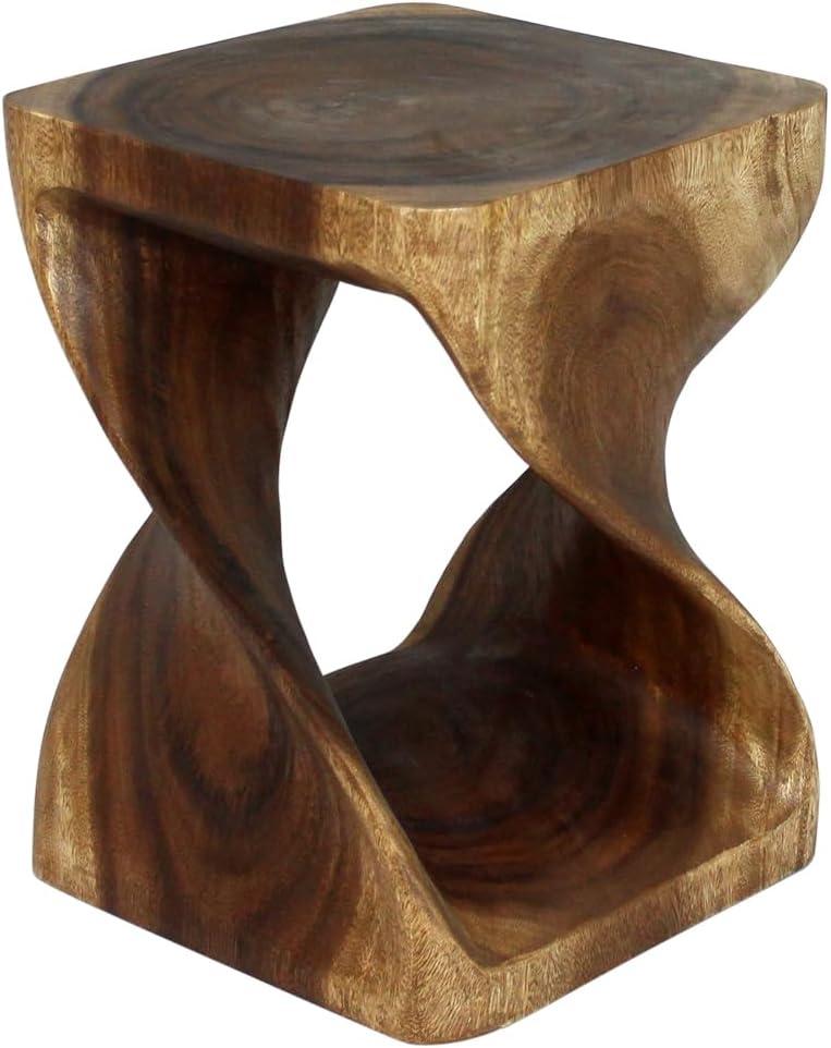 Haussmann® Wood Twist End Table 15 x 15 x 20 inch High Walnut Oil