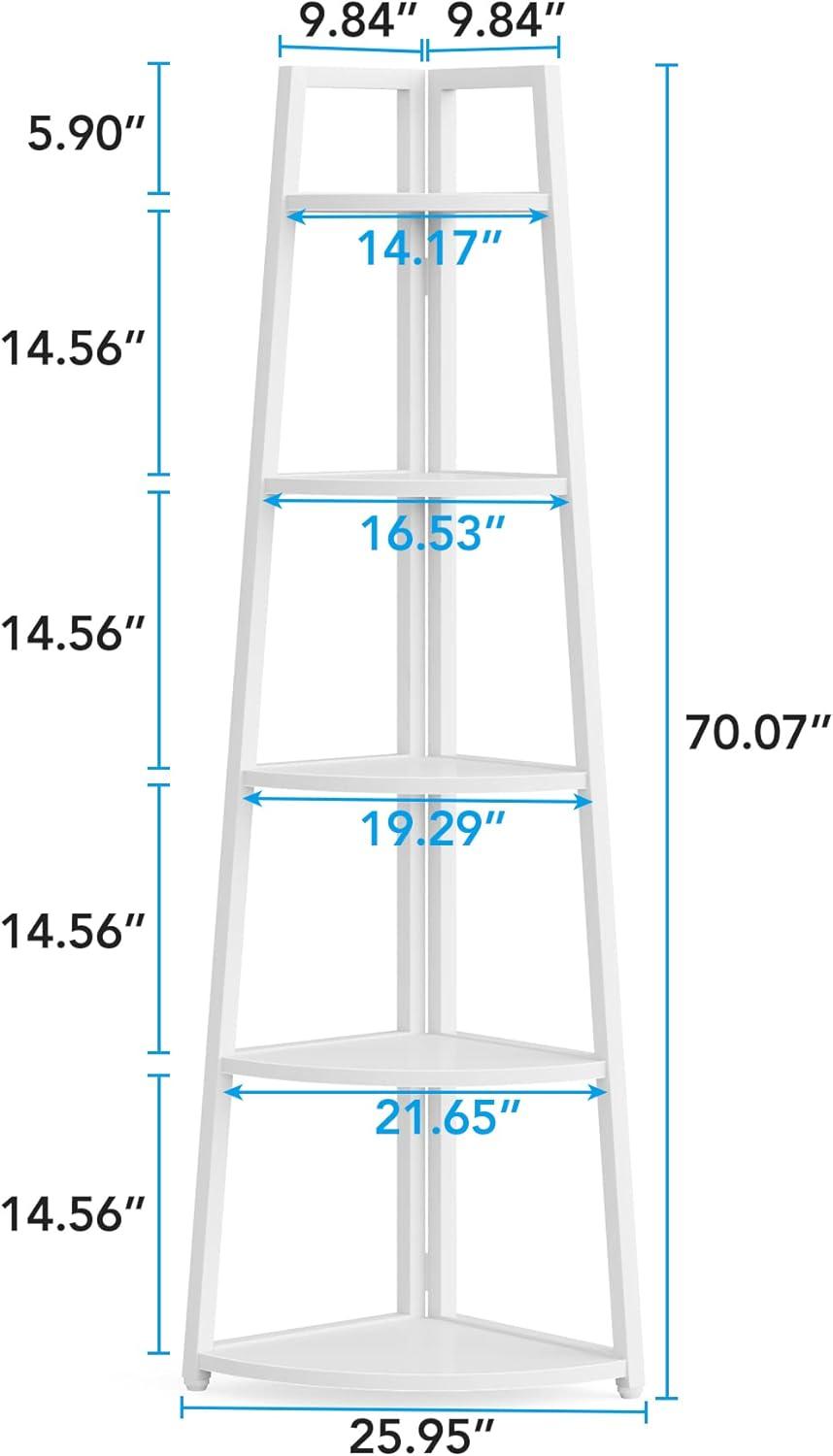 Hommoo 5-Tier Corner Shelf, 70" Tall Corner Ladder Shelf Small Bookshelf