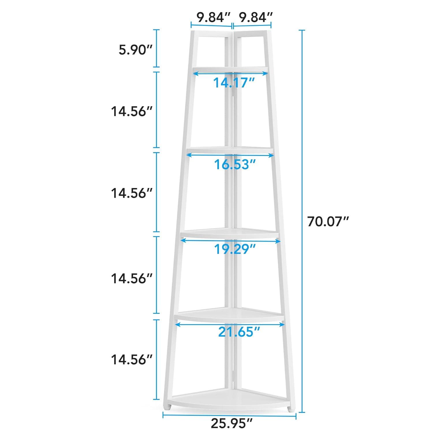 Hommoo 5-Tier Corner Shelf, 70" Tall Corner Ladder Shelf Small Bookshelf White