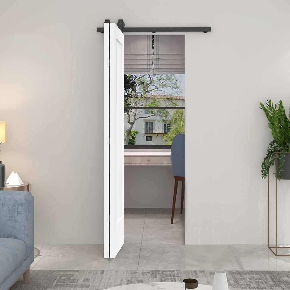 Calhome Paneled MDF Composite Bifold Barn Door with Installation Hardware Kit