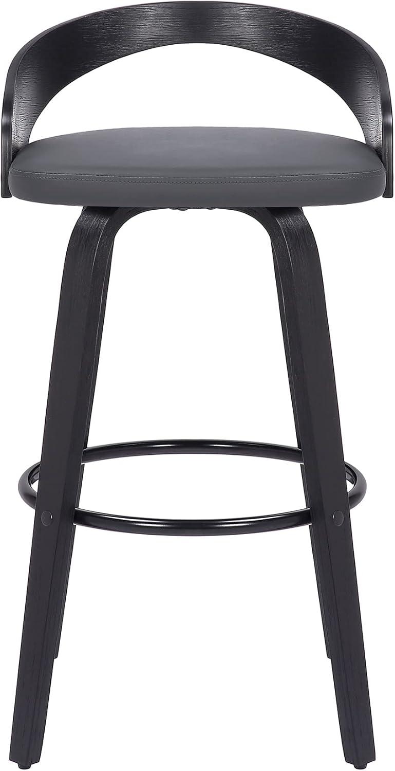 Shelly Black Wood and Metal Swivel Counter Stool