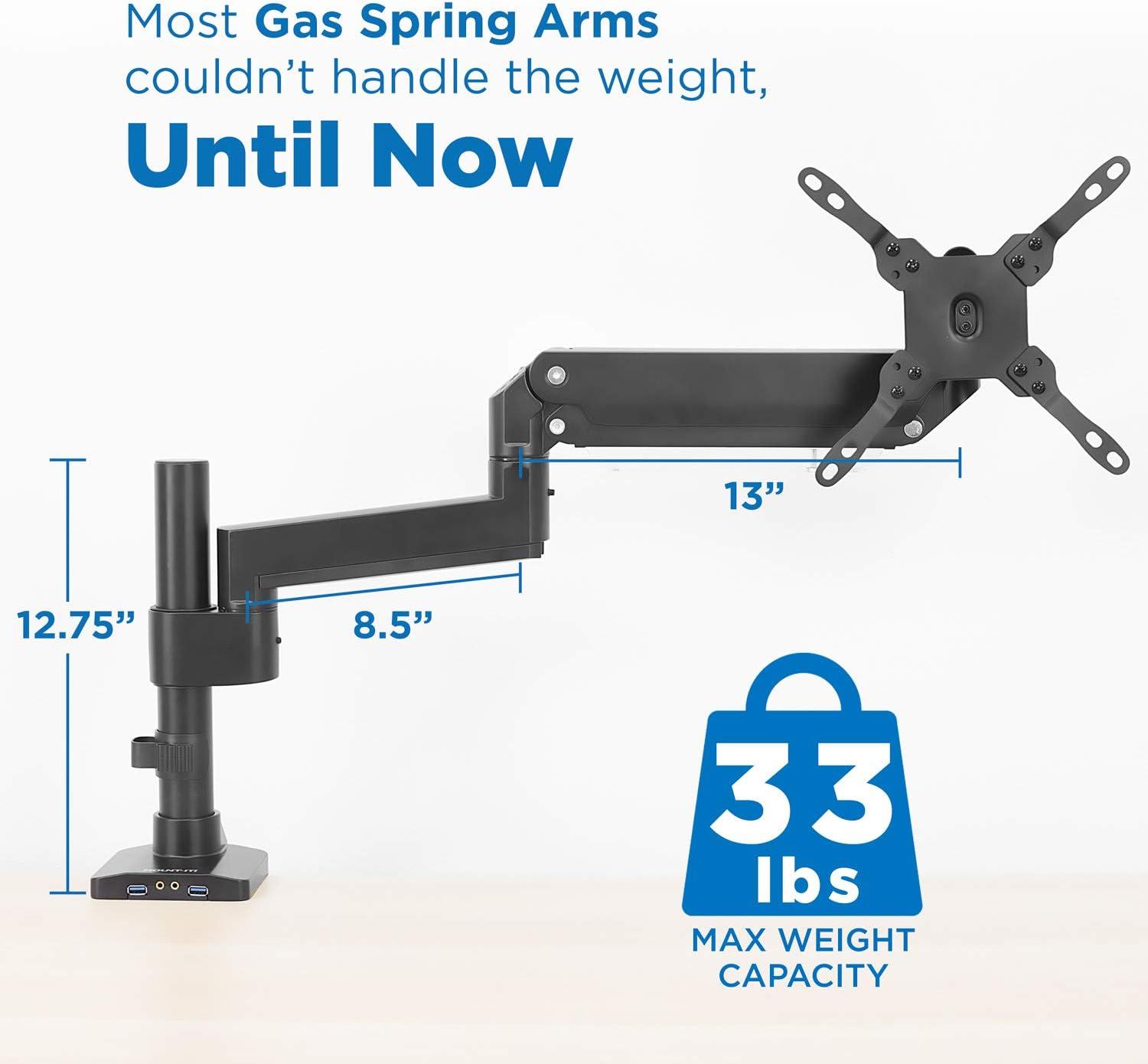 Mount-It! Heavy Duty Monitor Desk Mount w/ USB & Multimedia Ports