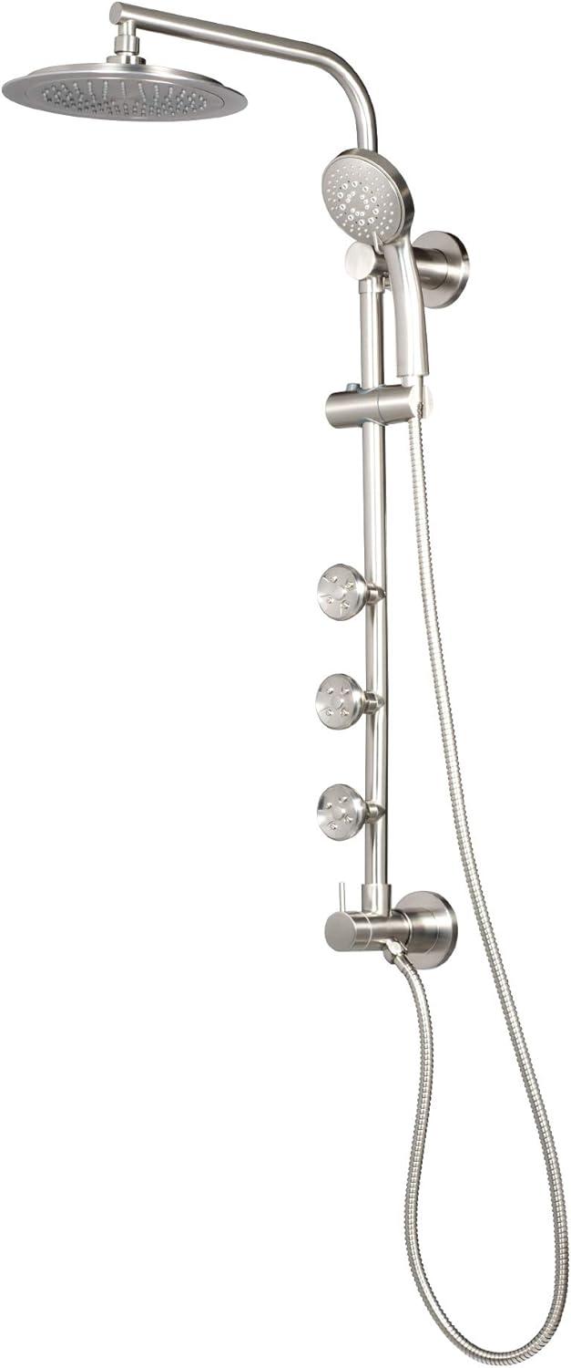 Brushed Nickel Multi-Function Shower System with Rain Showerhead