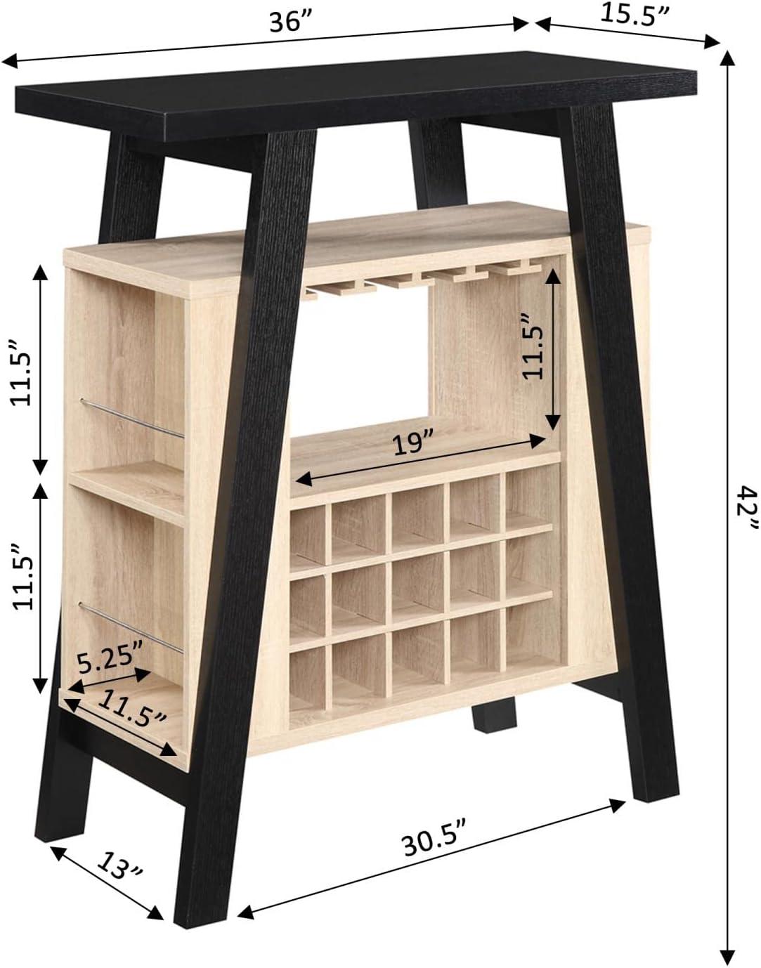 Convenience Concepts Newport Bar Console in Black and Weathered White Wood