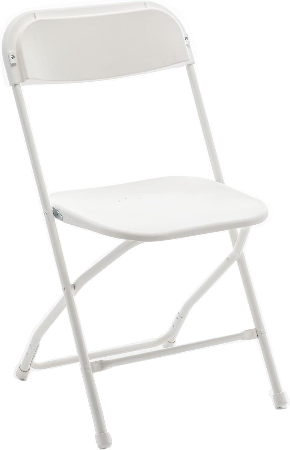 White Plastic Folding Steel Frame Event Chairs, Set of 2