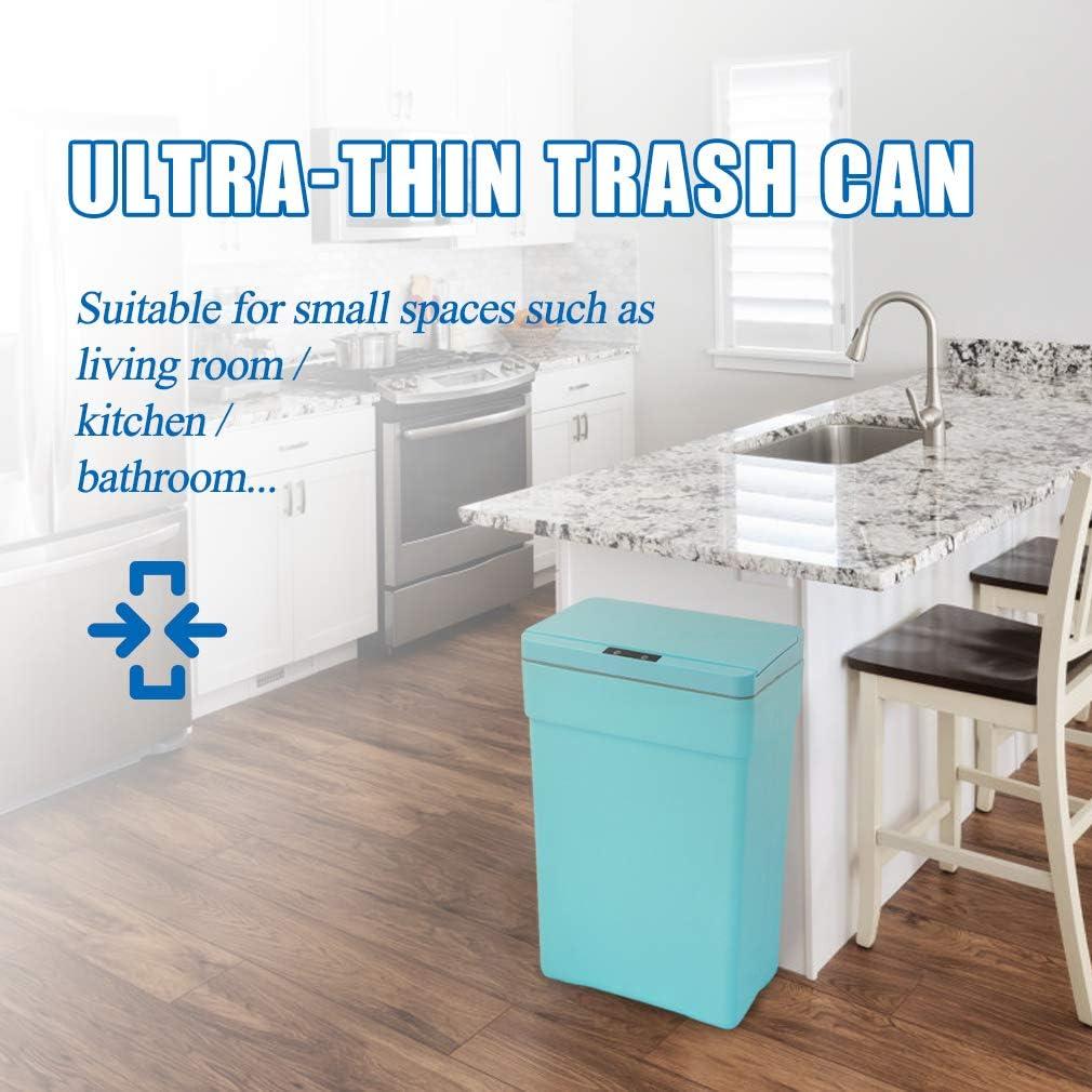 CL.HPAHKL 13 Gallon Touch Free Automatic Trash Can with Lid, Plastic Motion Sensor Kitchen Garbage Can, Touchless Trashcan Trash Bin for Bathroom, Office, Home, Blue