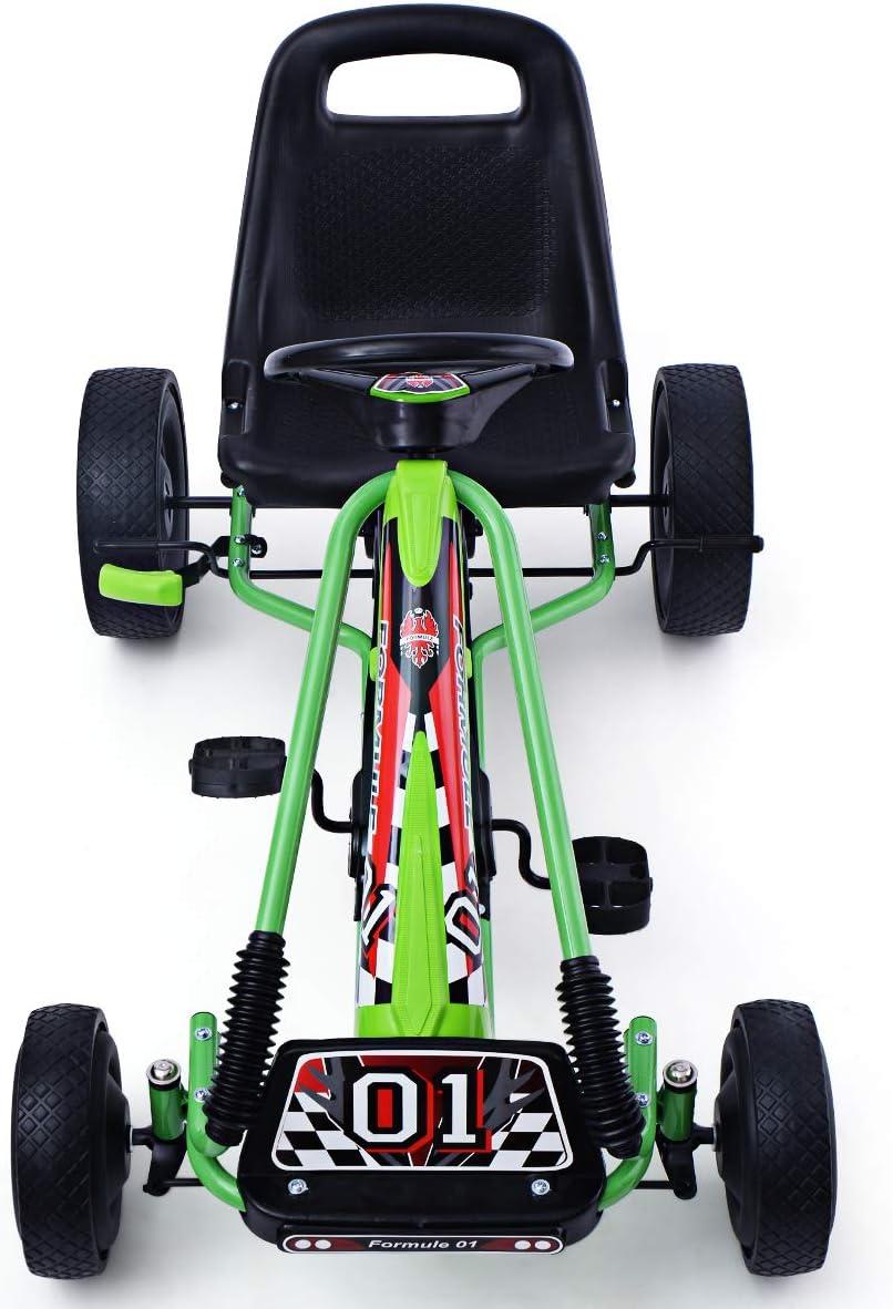 Infans Go Kart 4 Wheel Pedal Powered Kids Ride On Toy w/ Adjustable Seat Green