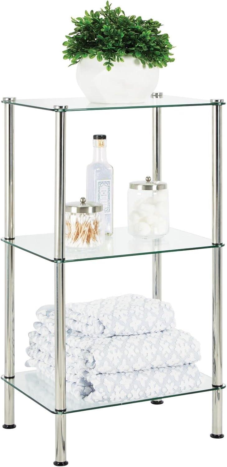 mDesign Metal/Glass Tiered Storage Tower with Open Glass Shelves