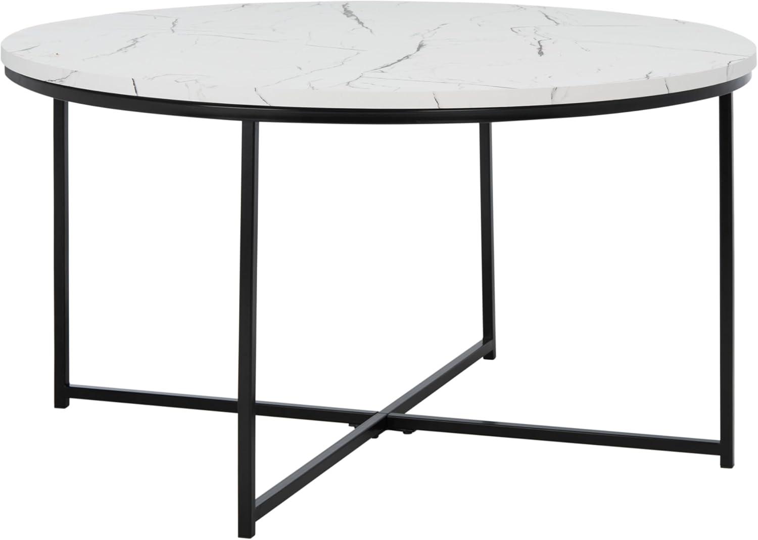 Pia Marble Coffee Table - White Marble/Black - Safavieh
