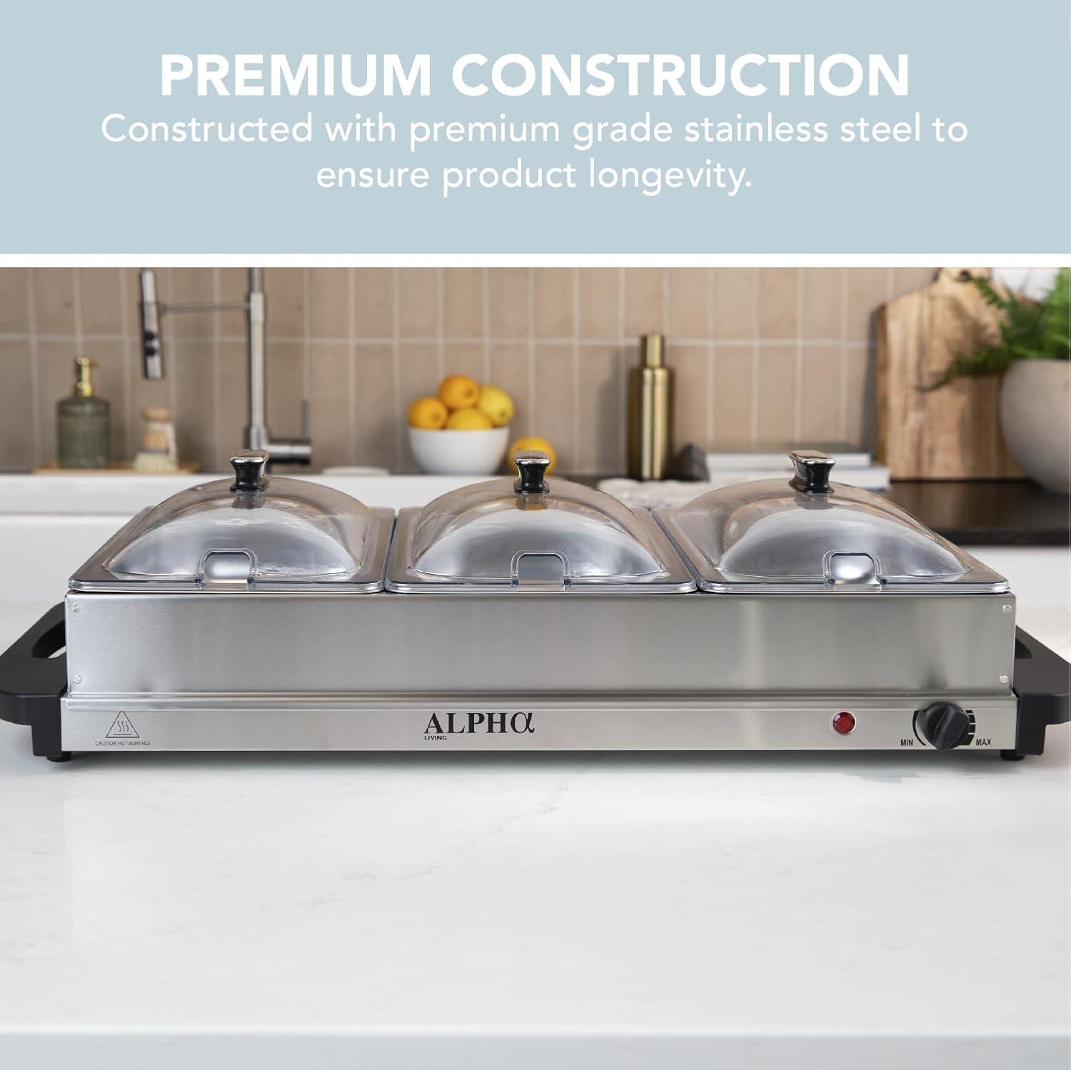 3x2.5 QT Food Warmers for Parties Buffet Servers and Warmers – Premium Catering Supplies Buffet Display – Stainless Steel Electric Food Warmers with Temperature Control