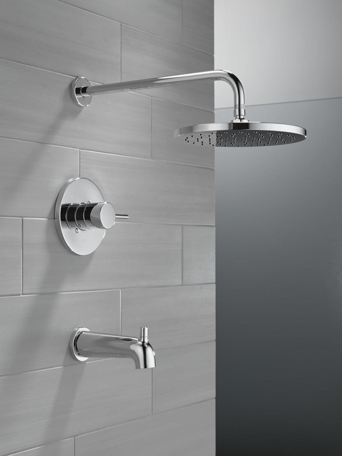 Modern Raincan Round Single-Function Tub and Shower Faucet Set, Valve Trim Kit, Rainfall Shower Head