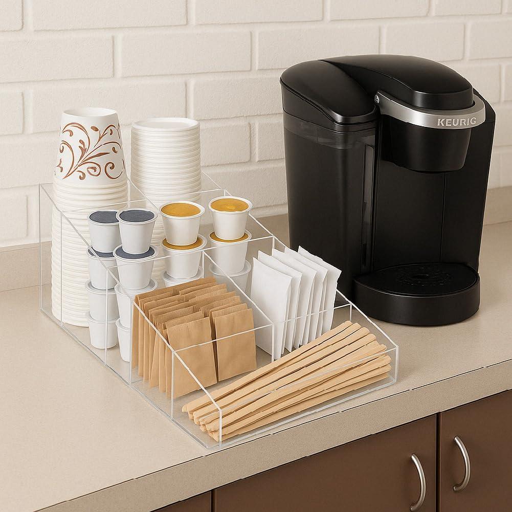 Vandue Ondisplay Java Joe Acrylic Breakroom Kitchen Coffee Station Organizer For Cups/lids/sugar/tea/stirrers