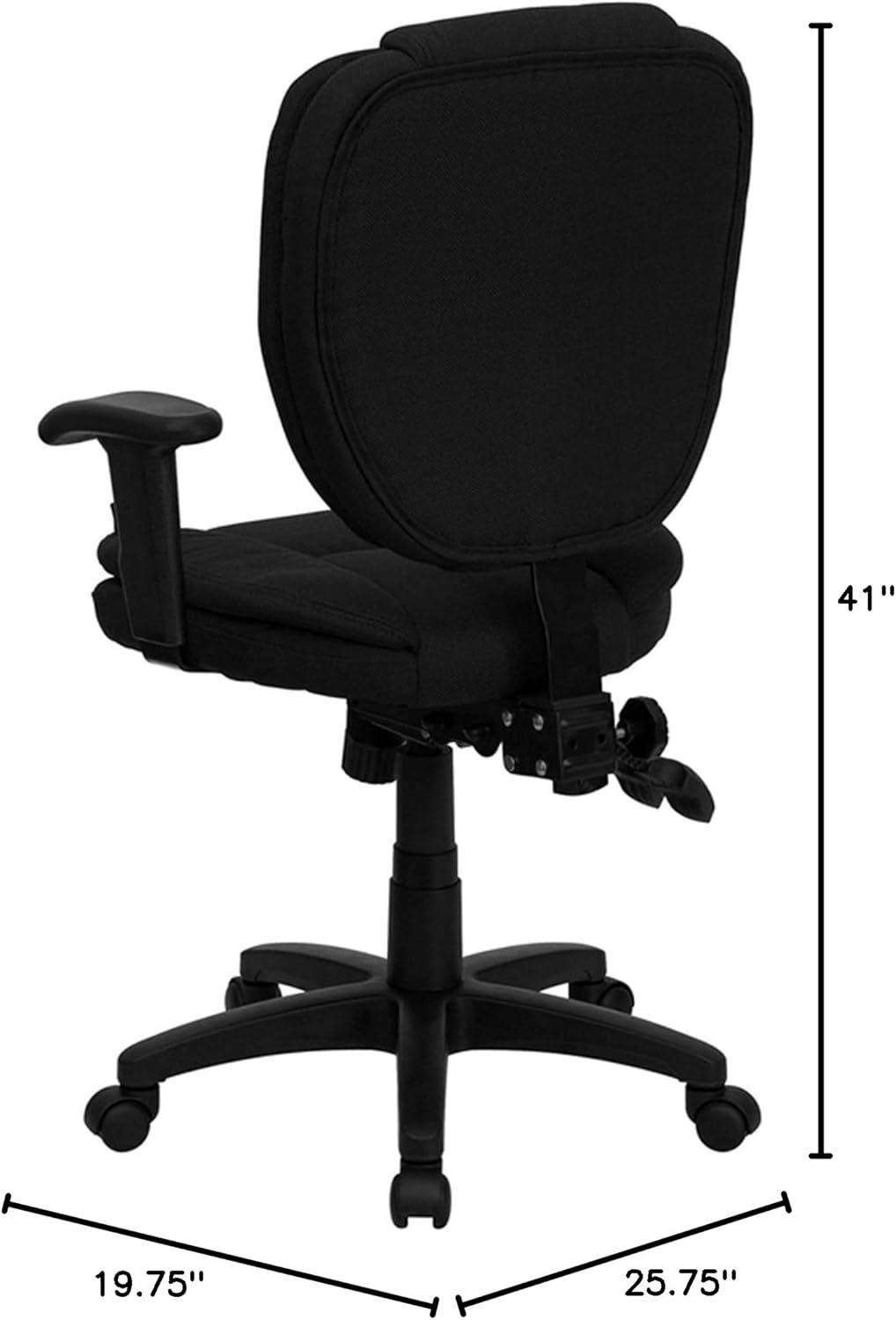 Flash Furniture Mid-Back Multifunction Swivel Ergonomic Task Office Chair with Pillow Top Cushioning and Adjustable Arms