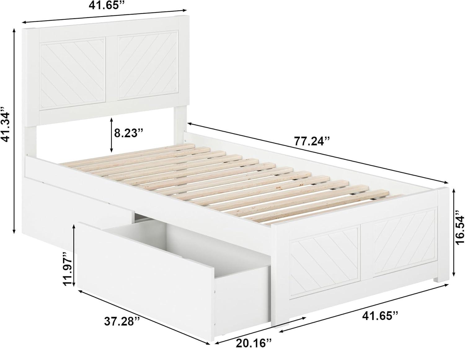 AFI Canyon White Solid Wood Platform Bed with Matching Footboard & Storage Drawers, King