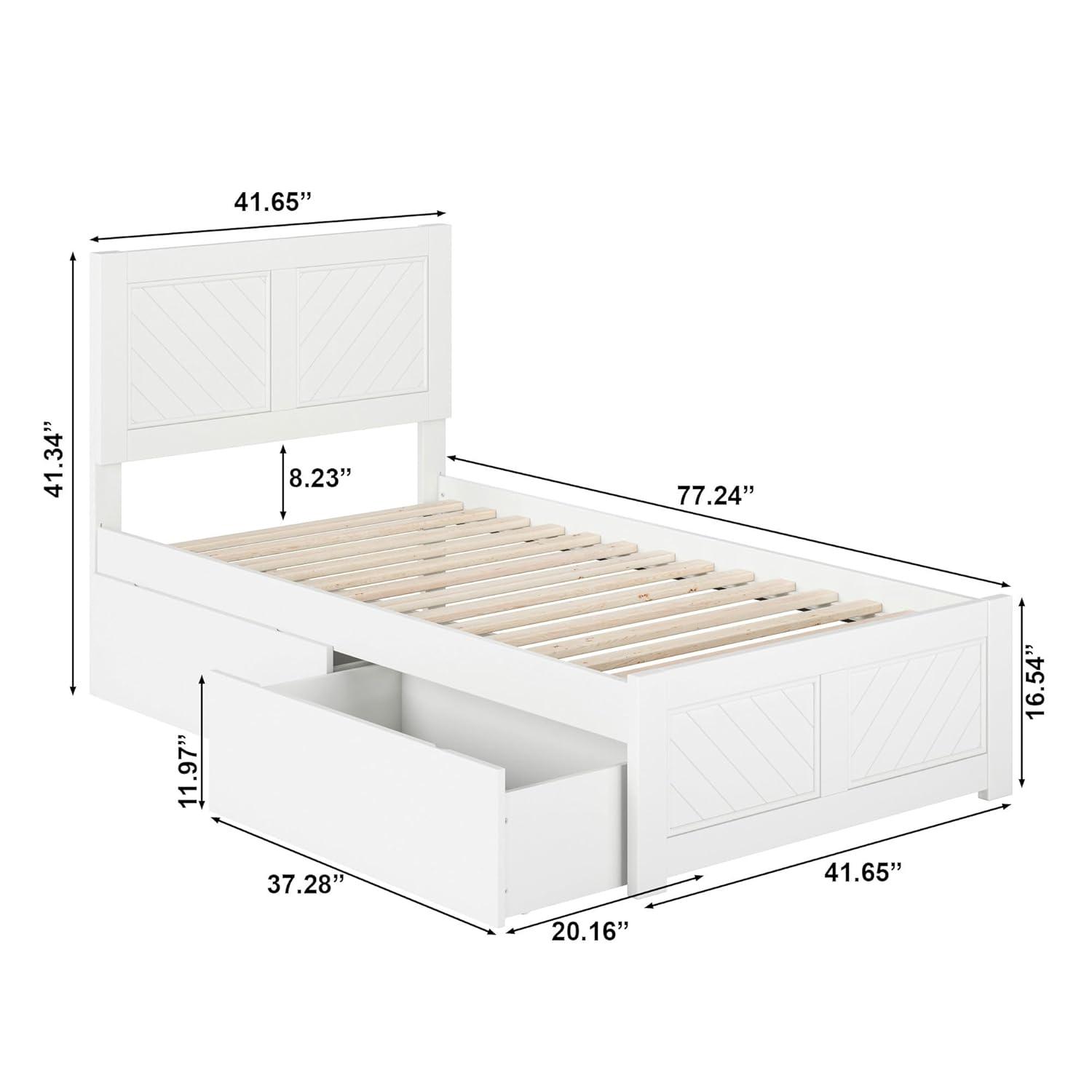AFI Canyon White Solid Wood Platform Bed with Matching Footboard & Storage Drawers, King
