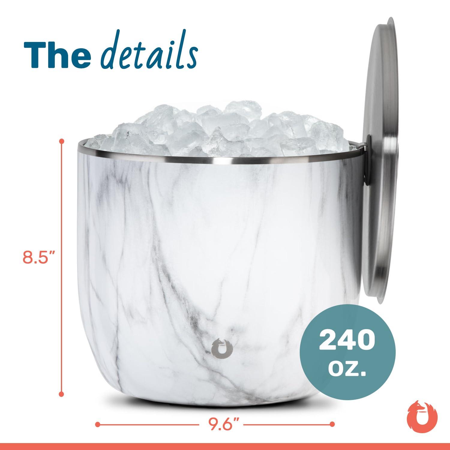 Extra Large Stainless Steel Insulated Ice Bucket with Lid and Scoop