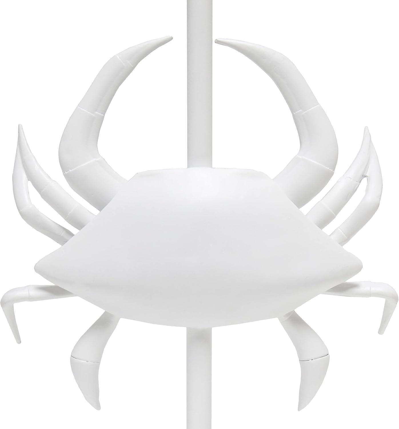 Simple Designs 18.25" Shoreside Tall Coastal Pinching Crab Shaped Bedside Table Desk Lamp White: Nautical Decor, ETL Listed