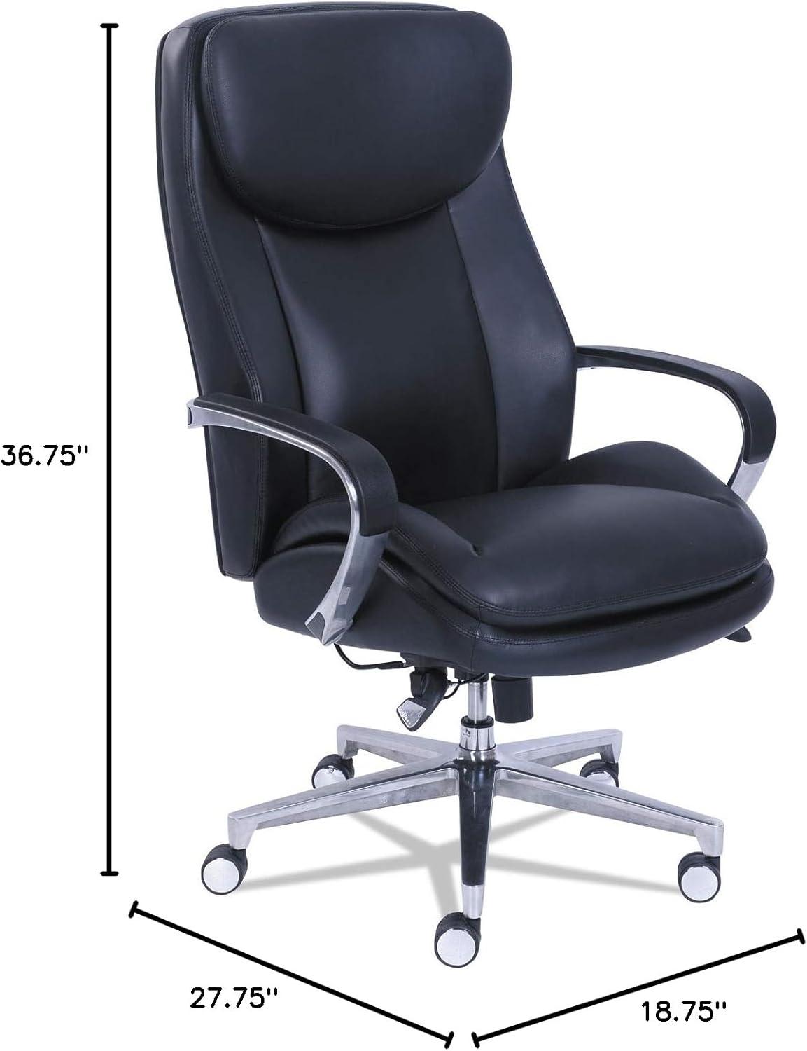 La-Z-Boy Commercial 2000 Big/Tall Executive Chair, Lumbar, Supports 400 lb, 20.25" to 23.25" Seat Height, Black Seat/Back, Silver Base