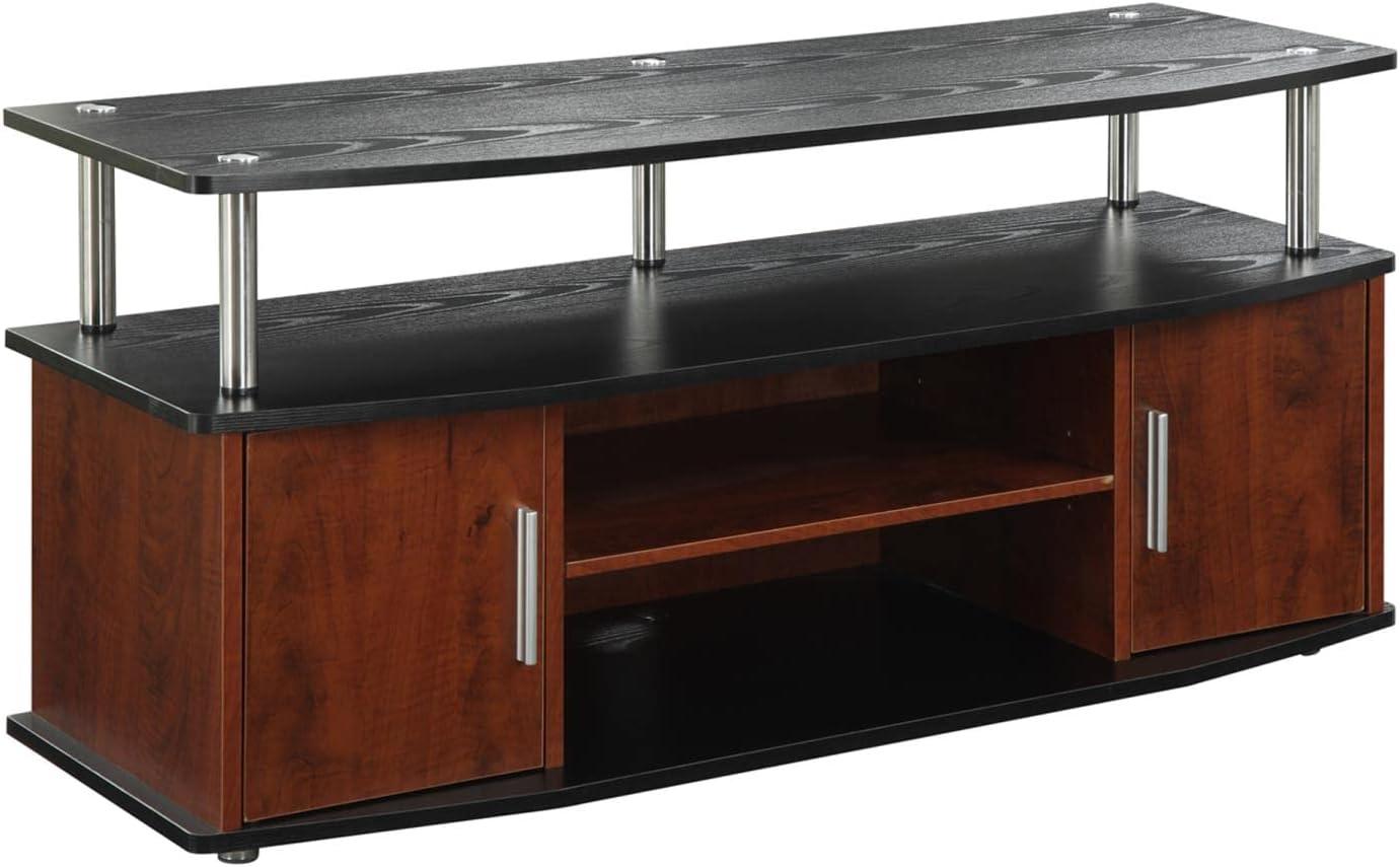 Elegant Monterey 48" Black and Cherry Wood TV Stand with Cabinet