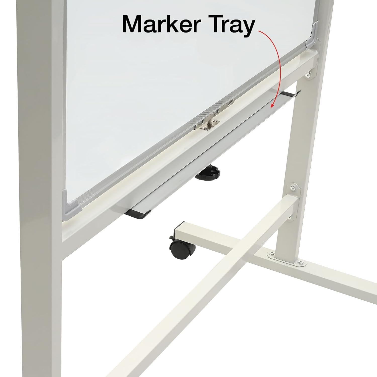 Reversable Whiteboard on Wheels - 36"x 42" (White Frame)