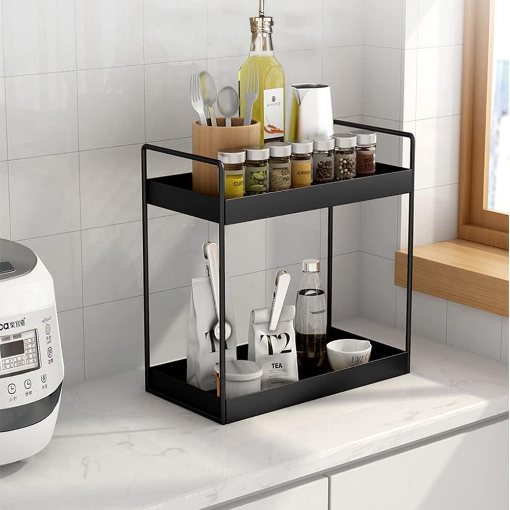 Black Metal 2-Tier Freestanding Countertop Organizer