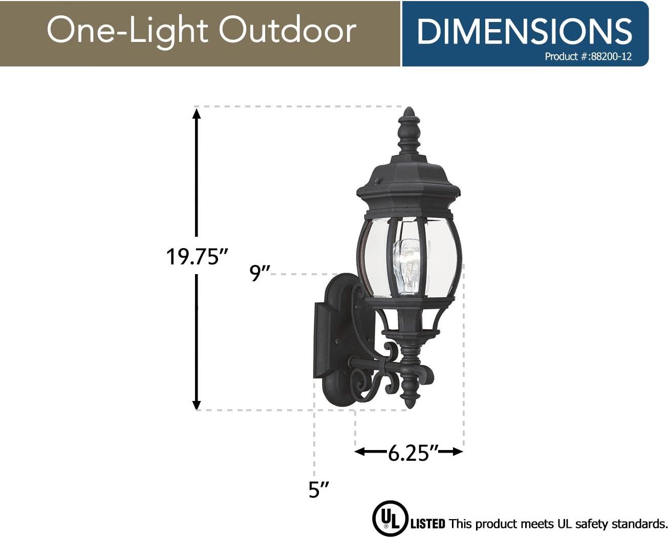 Black Aluminum Outdoor Wall Lantern with Clear Beveled Glass