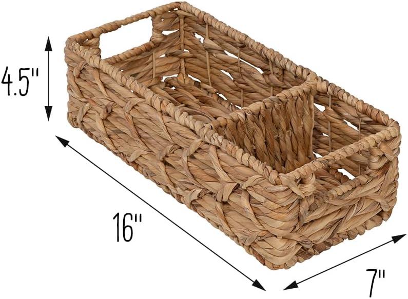 Honey-Can-Do Wicker Water Hyacinth Storage Basket Set of 2 with Dividers, Natural