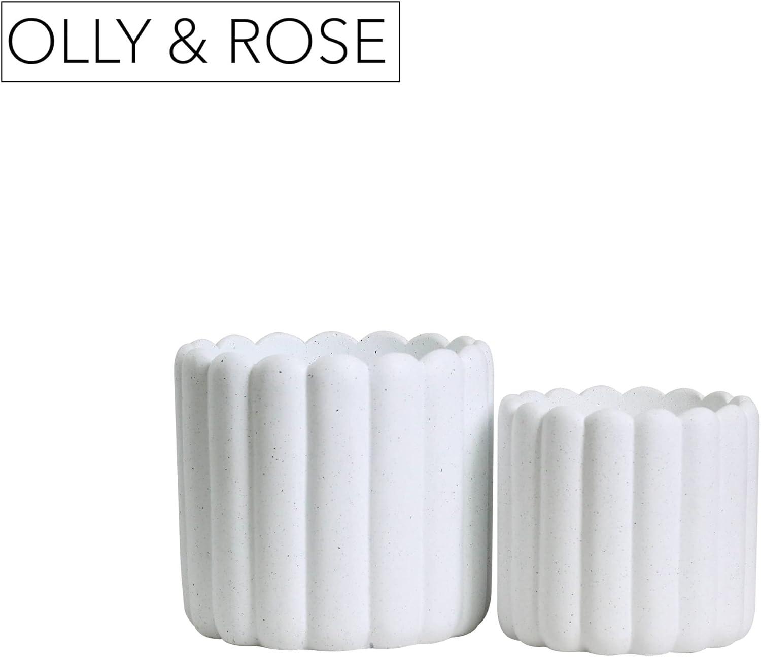 Olly & Rose Barcelona Ceramic Plant Pot Set 2 - Indoor & Outdoor Planters (Black)