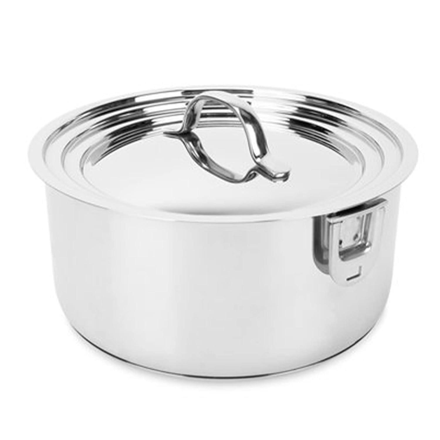 Camco Stainless Steel Nesting Cookware Set- Non Stick Pans and Pots with Removable Handles, Space Efficient Excellent for RVs and Compact Kitchen, 10-Piece Set (43921)