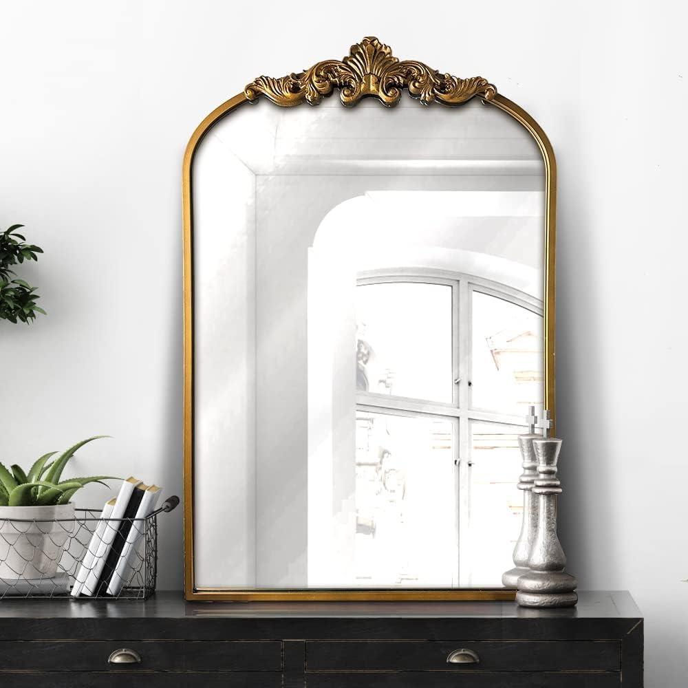 Gold Arched Baroque Ornate Wall Mirror 36" x 24"