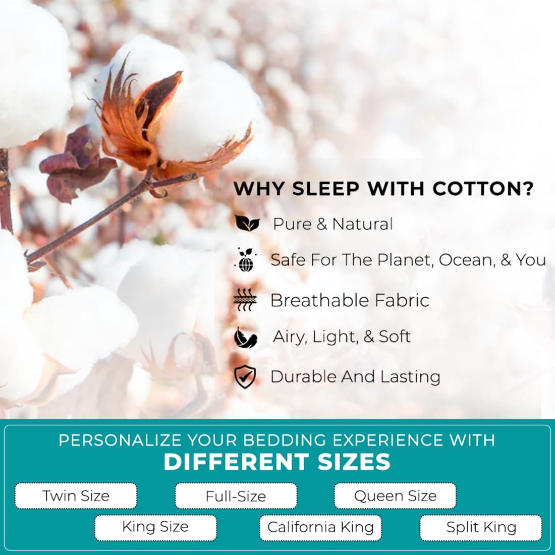 Feather & Stitch 500 TC Queen Size Damask Bed Sheet Set, 100% Cotton Soft Breathable Bedsheets, 4 Piece 18" Deep Pockets Sateen Weave Striped Bedding Mattress Resort Hotel Luxury- (Solid White, Queen)