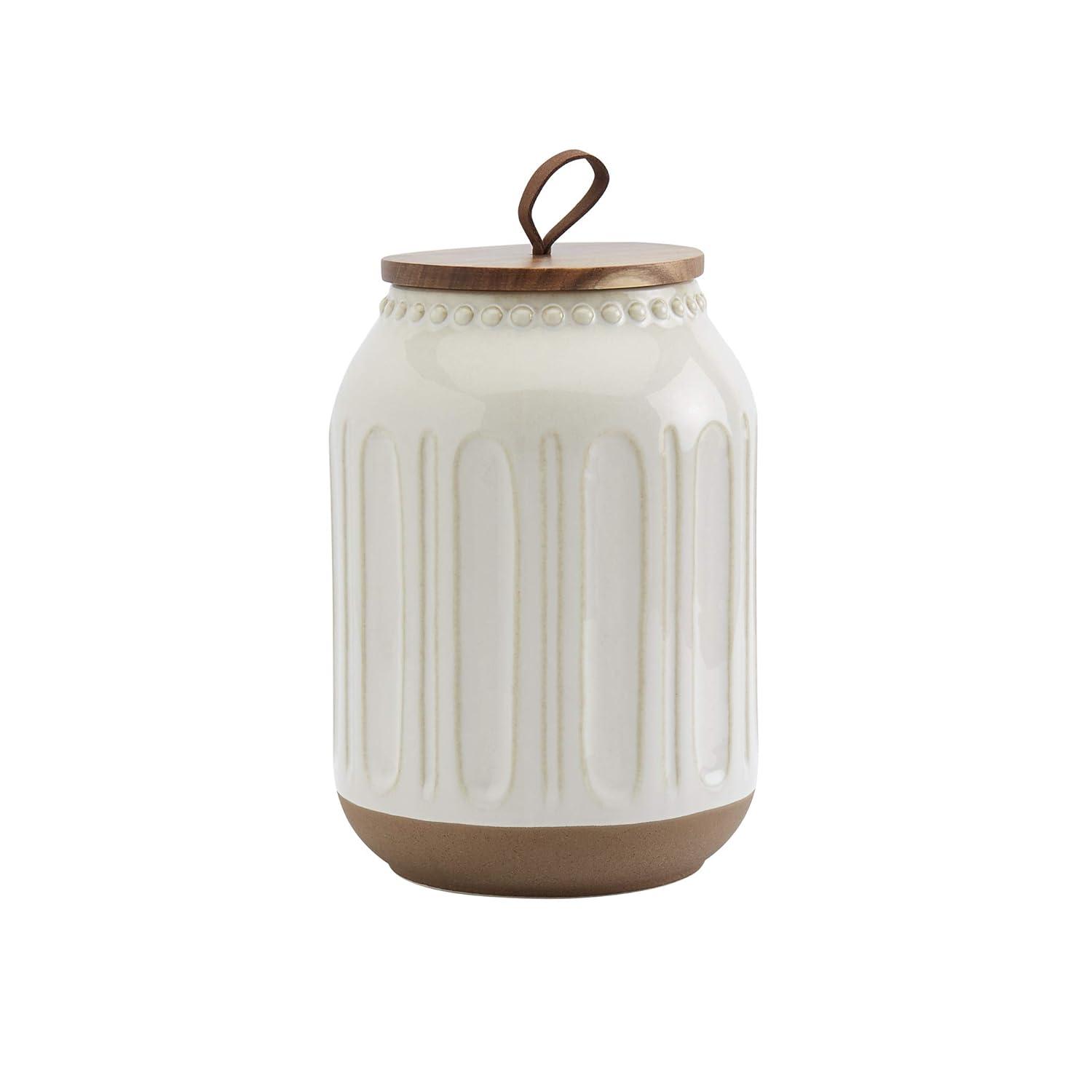Tabletops Gallery On the Counter 3PC Ziggy Canisters With Acacia Wood Lid